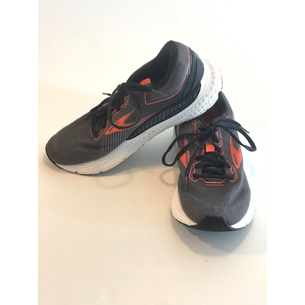 Women's Brooks Transcend 7 Running Gray Orange Shoes Size 9.5